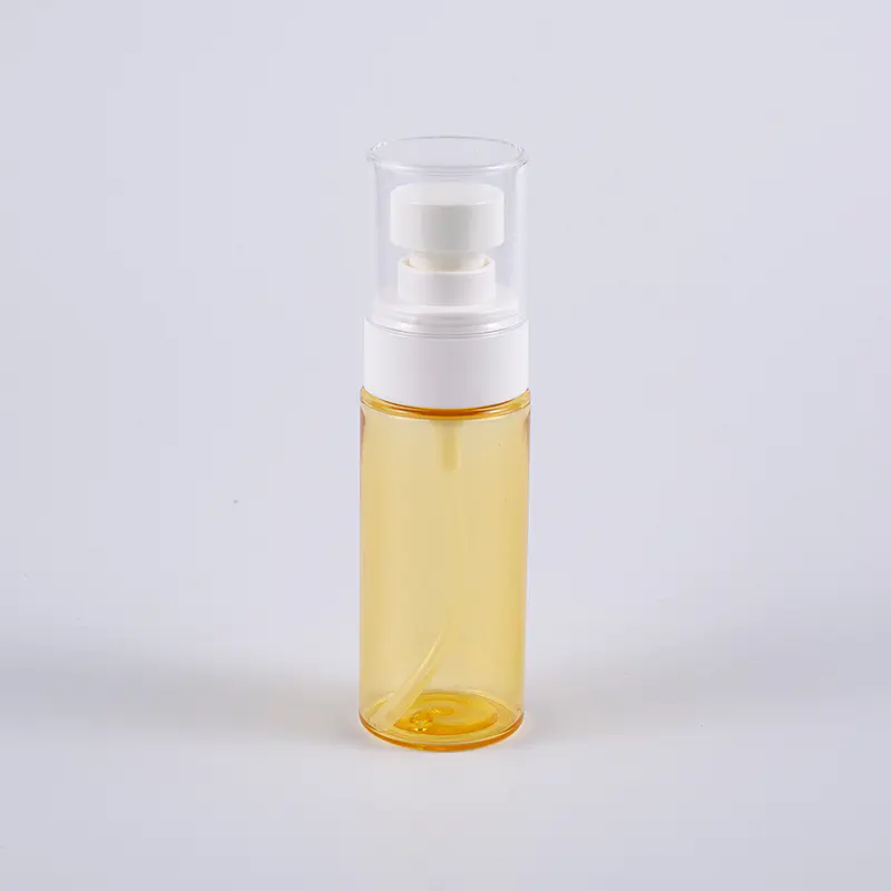 Semi-transparent farve rund form 50 ml PETG tyk væg lotionflaske med plastsprøjtepumpe 