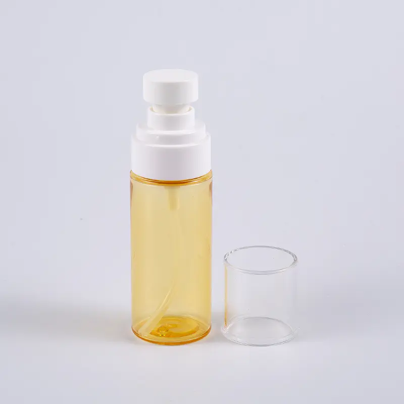 Semi-transparent farve rund form 50 ml PETG tyk væg lotionflaske med plastsprøjtepumpe 