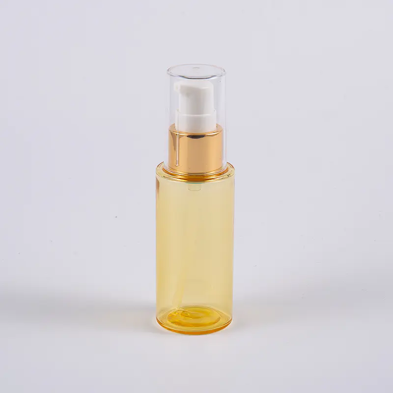 Semi-transparent farve rund form 50ml PETG tyk væg lotionflaske med pumpe 