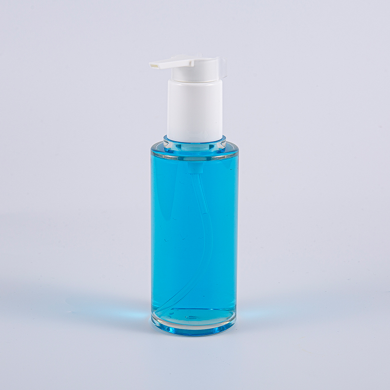 Klar PETG 100 ml rund form lotionflaske med hvid plastikpumpe
