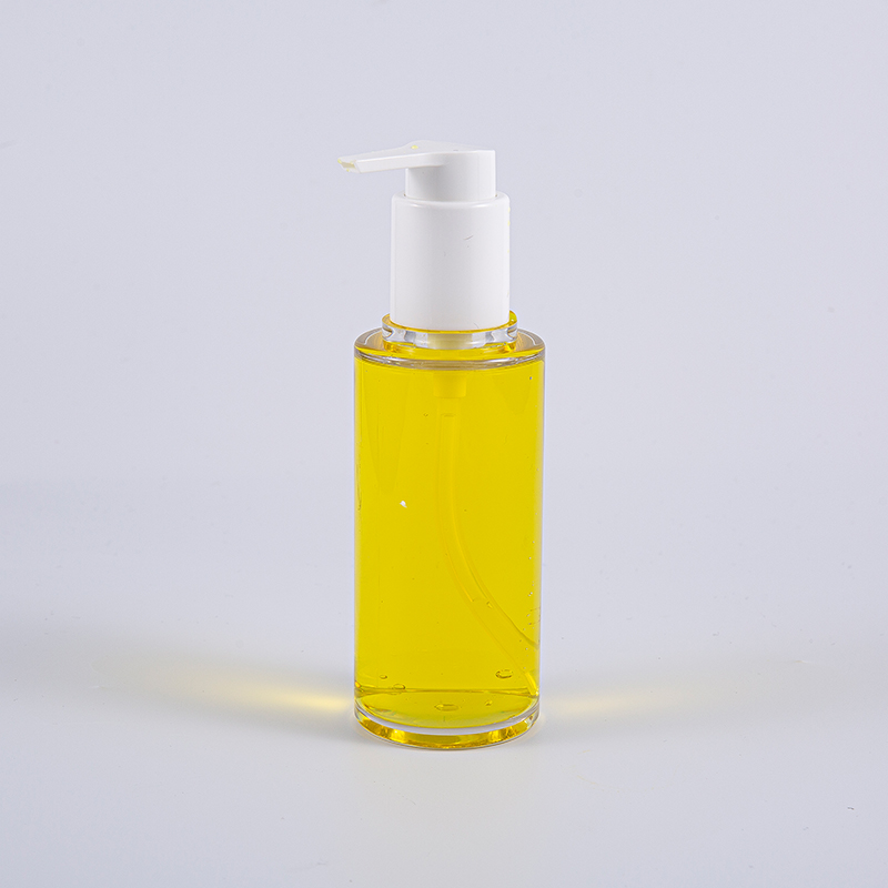 Klar PETG 100 ml rund form lotionflaske med hvid plastikpumpe