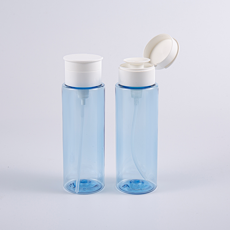200 ml gennemsigtige blå makeupfjernerflasker